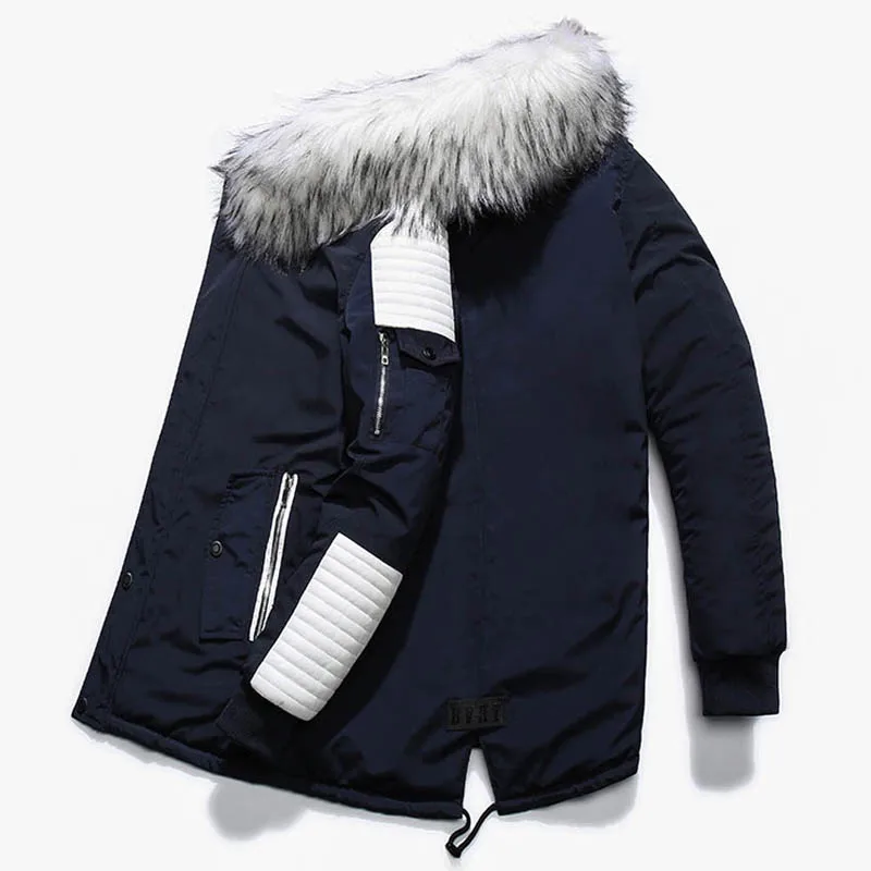 Hot Jas Mannen Dikke Warme Katoen Gevoerde Uitloper Winterjas Mannen Jassen Hooded Kraag Dikke Parka Kleding Veste Homme groothandel