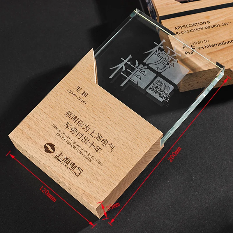 New Design Solid Wood Crystal Trophy Free Customize Logo Sports Dance Game Award Cup Graduation Souvenir Home Decoration