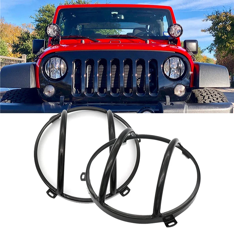 Car Front Headlight Cover Guard Protective Headlamp Hood Offrod for Jeep Wrangler JK JKU 2007-2017 Auto Styling Accessories