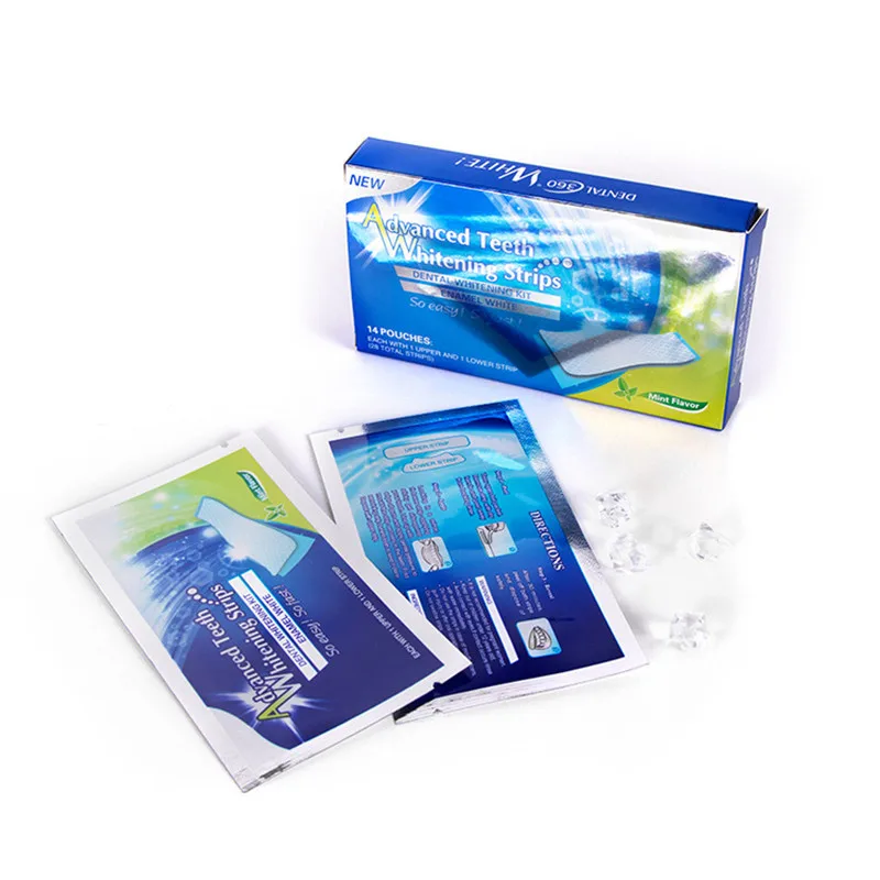 Advanced Teeth Whitening Strips Bright Oral Hygiene Care Dental Clean Gel Stickers Remove Yellow Stains and Fresh Breath