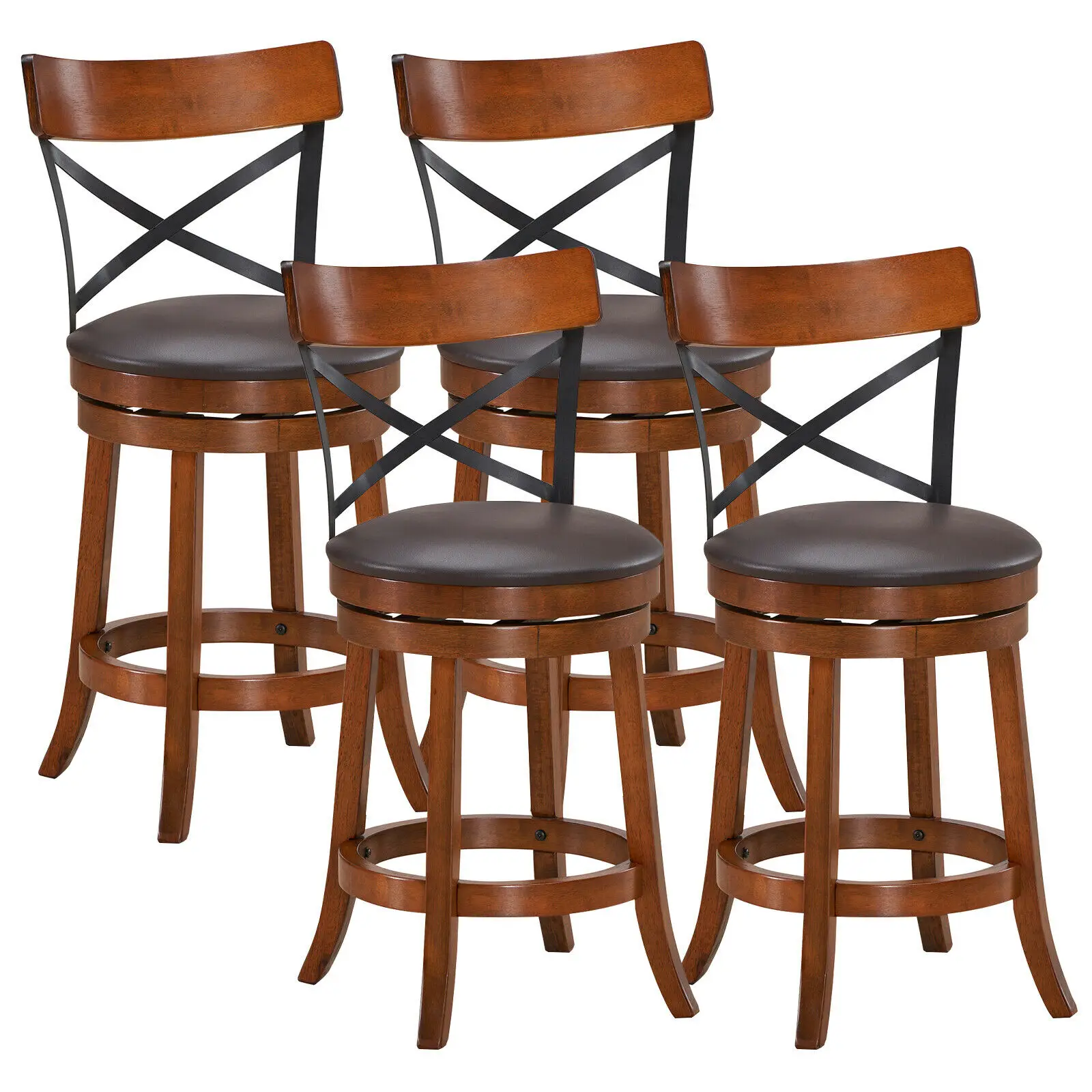 Set of 4 Bar Stools Swivel 25