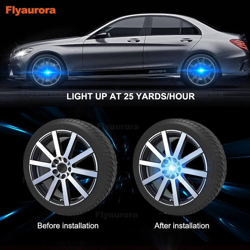 Hub Light 4PCS Car Floating Illumination Wheel Caps LED Light Center Cover Lighting Cap for mercedes benz wheel center cap