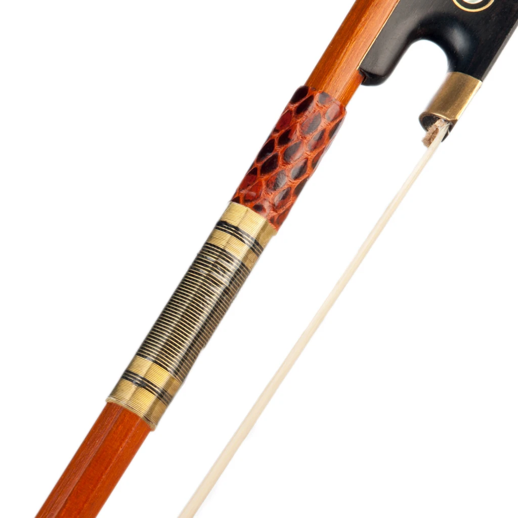 NAOMI Master Violin Bow 4/4 Pernambuco Fiddle Bow White Mongolia Horsehair Octagonal Stick Snake Skin Grip Black Ox Horn Frog