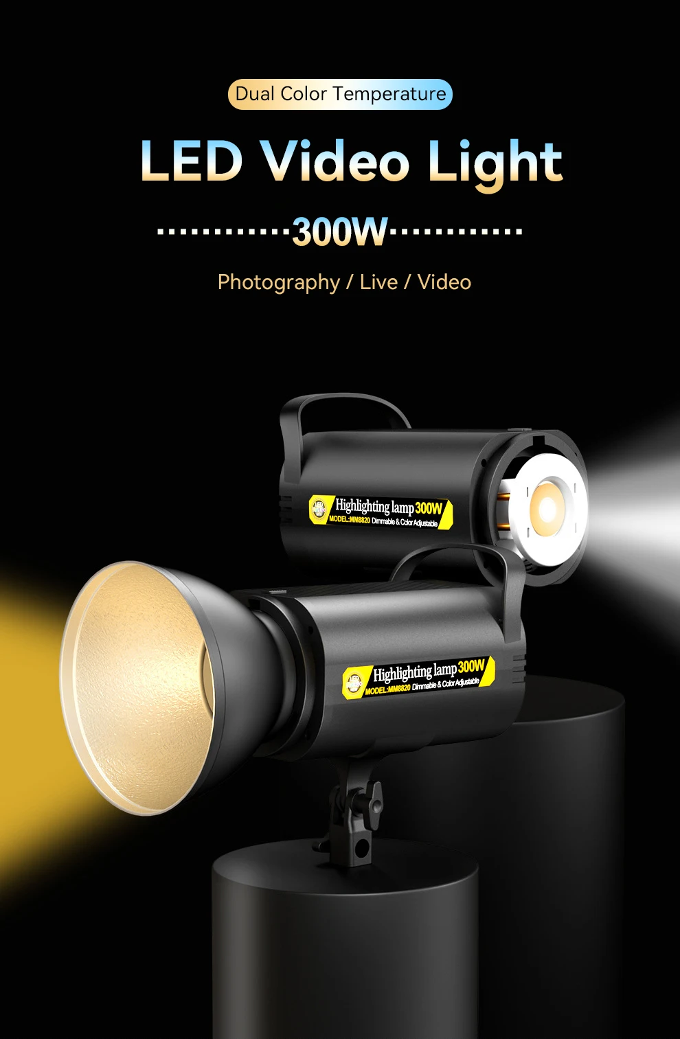 LED-Video licht Fotografie Lampe 3200 w 5700-k Helligkeit dimmbare Beleuchtung für Studio-Video aufnahmen Porträt Live-Streaming – Detail 1