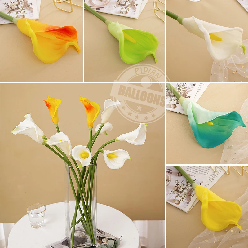 NEW 67cm Long Branch Sea Taro Flower Calla Simulation Flower Home Decoration Wedding Banquet Scene Layout Pu Material Flowers