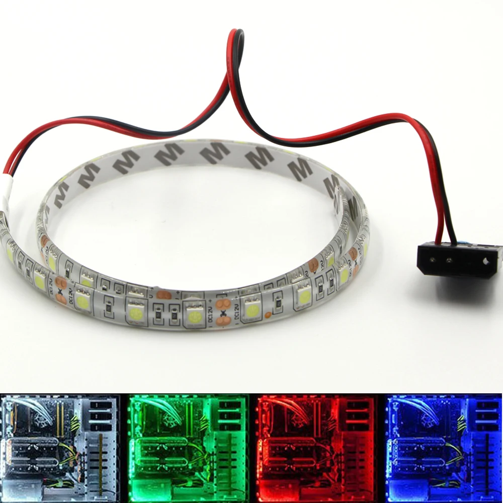 LED-Licht Neon RGB Streifenlicht 24-Tasten-Fernbedienung für PC-Gehäuse 12V Hintergrund PC Computergehäuse Klebeband Licht Molex-Anschluss 4Pin