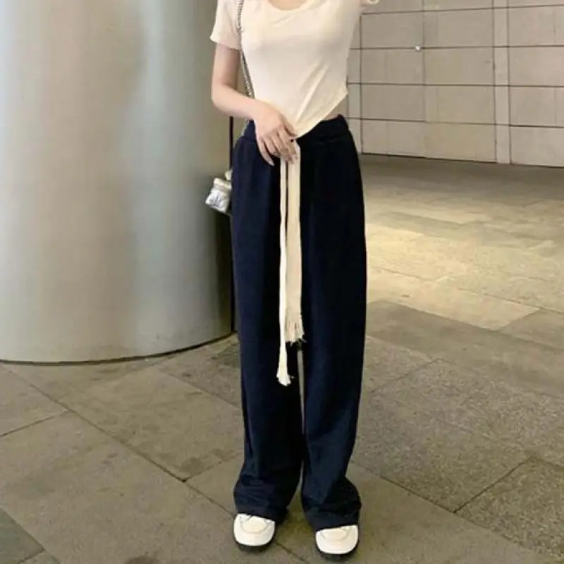 

Drawstring Sports Pants Autumn And Winter Wide Leg Pants Women High Waist Loose Casual Pants Top Comfortable Long Pants Women