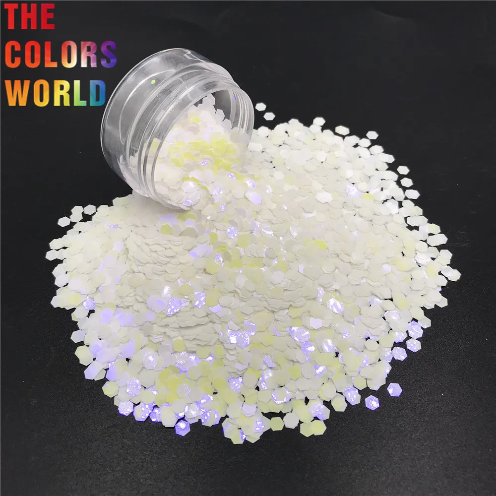 

TCI14 Pearlescent Iridescent White viole Color Hexagon Shape Nail Glitter Art Decoration Nail Gel Makeup Crafts DIY Accessorie