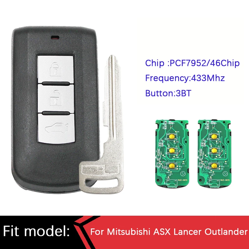 

CN011002 дистанционный смарт ключ-брелок 3BTN ID46 I433MHz FSK для Mitsubishi ASX Lancer Outlander