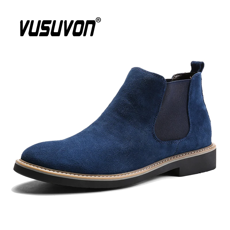 Size 38-46 Fashion Men Boots Autumn Winter Leather Shoes for Male Comfortable Suede Chelsea Boots Classic Men\'s Casual Shoes