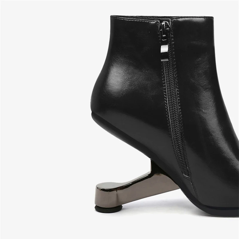 Square toe classic Chelsea boots warm 8cm high strange heels work office elegant basic pure color zip ankle boots HL394 MUYISEXI