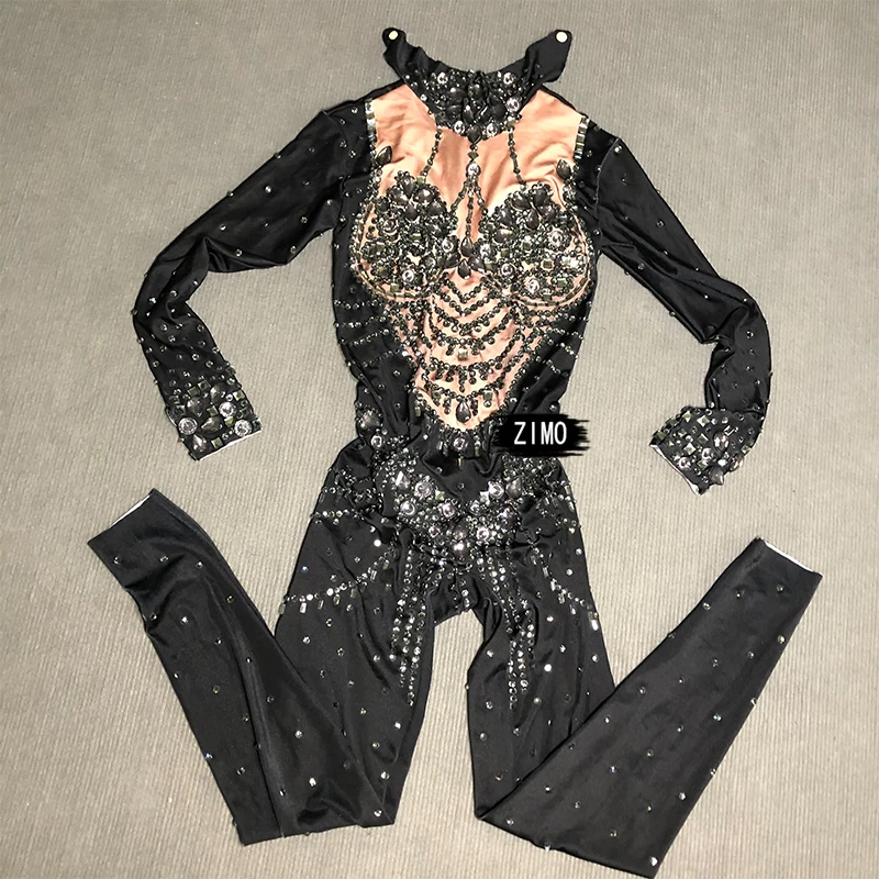 glitter Rhinestones Jumpsuit Women sexy Birthday Dance Party Prom club Singer Show Stage Rompers designer clothes drag queen