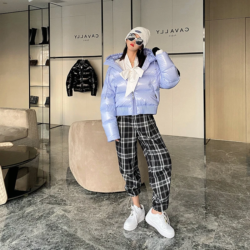 Imagem -05 - Moda Feminina Brilhante à Prova Doverágua Oversized Fofo para Baixo Cabolsa Feminino Inverno Mais Grosso Quente com Capuz Jaqueta para Baixo Parkas Wy419