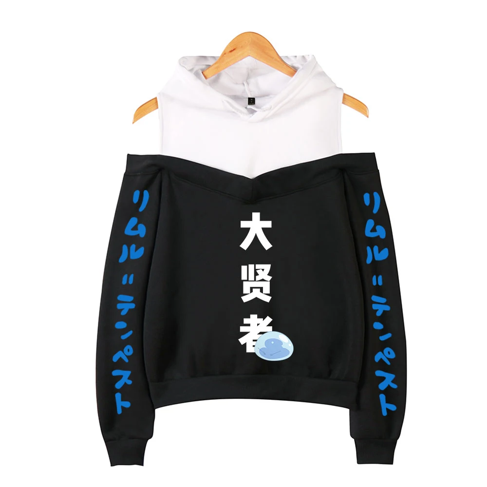 Die Tijd Kreeg Ik Reincarnated Als Een Slime Off Schouder Hoodies Vrouwen Met Lange Mouwen Anime Hooded Sweatshirt Mode Casual Kleding