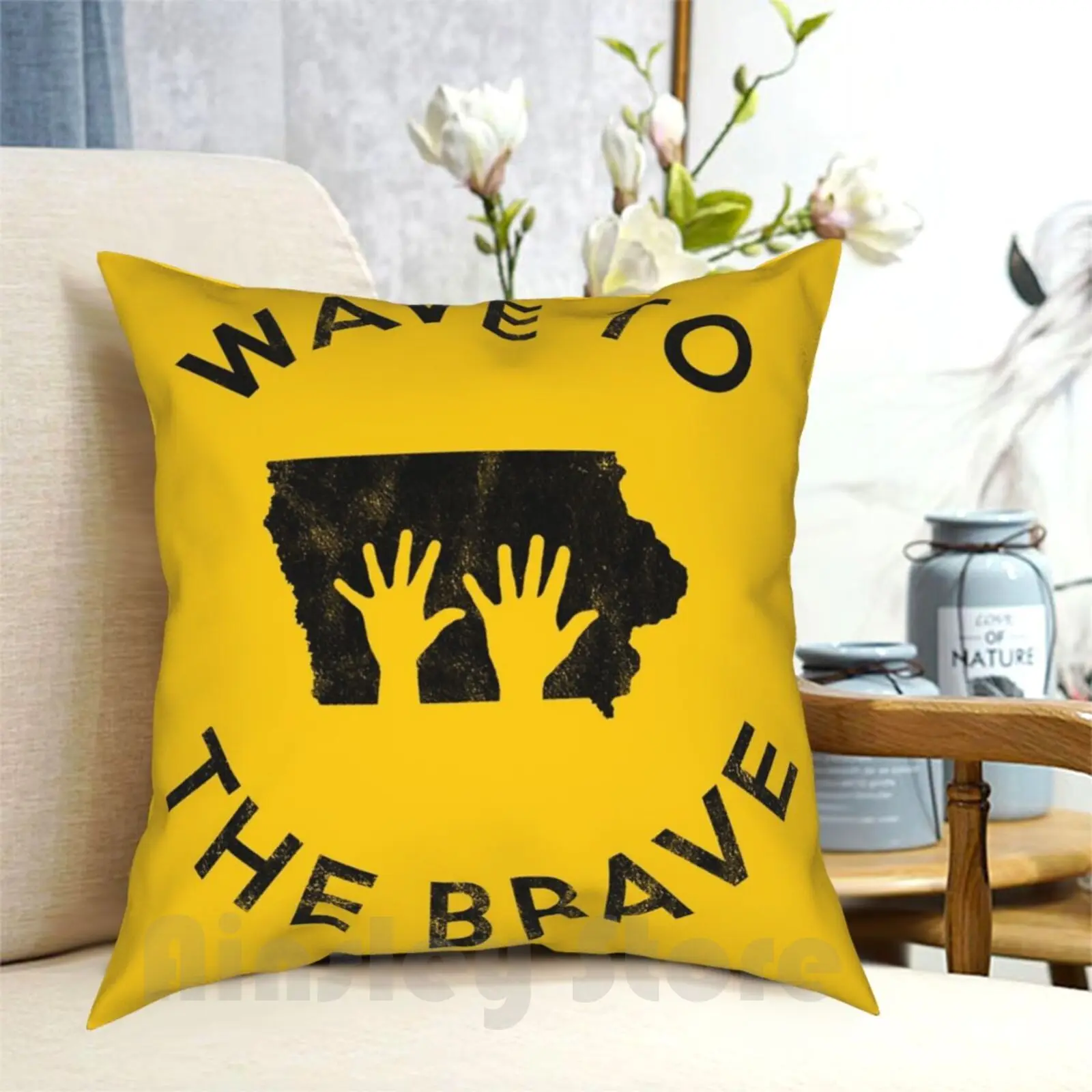 Iowa Wave To The Brave Childrens Hands Waving Stadium Tradition Pillow Case Printed Home Soft DIY Pillow cover Iowa City