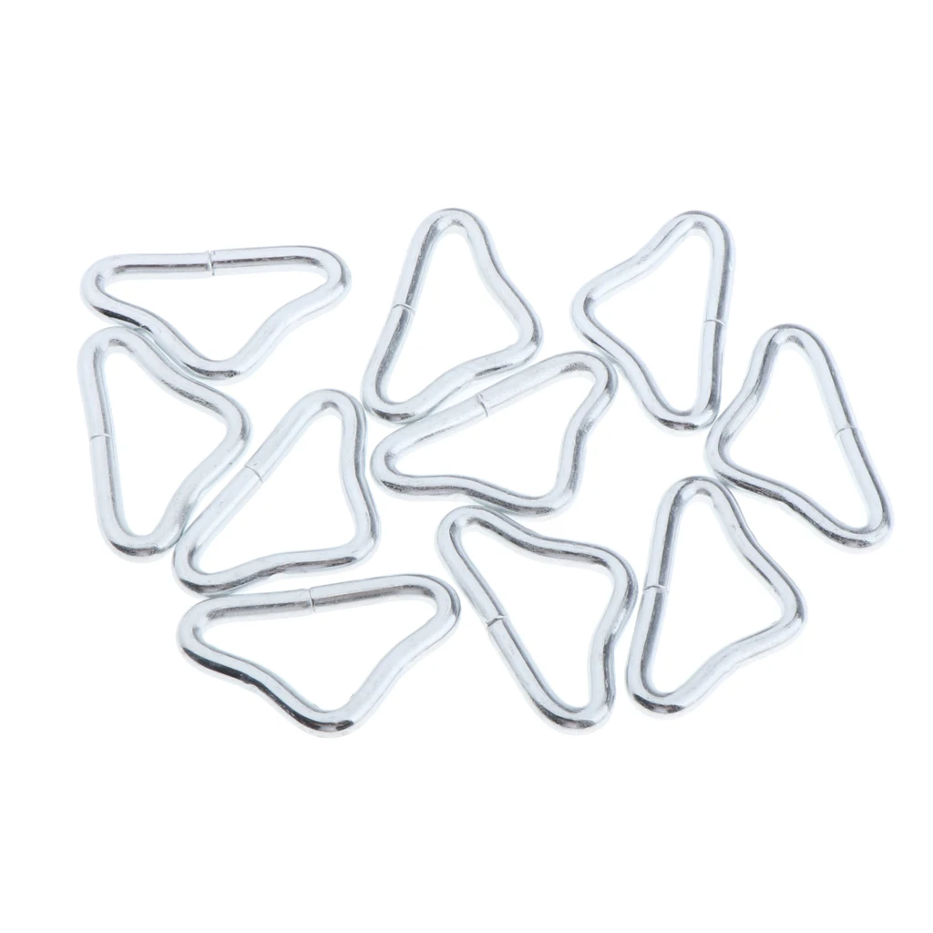 10pcs Stainless Steel Silvery Triangle Rings Buckle Ring V-rings for Outdoor Trampoline Replacement Accessories