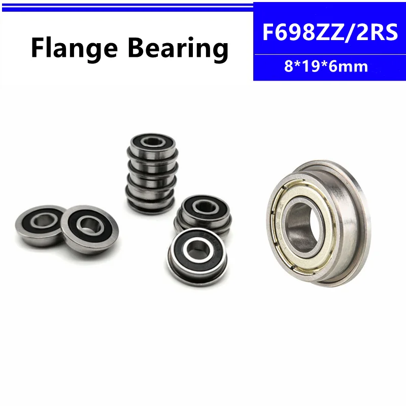 50pcs/100pcs F698ZZ F698-2RS 8*19*6mm flange deep groove ball bearing 8x19x6mm Flanged bearing F698Z F698 F698RS