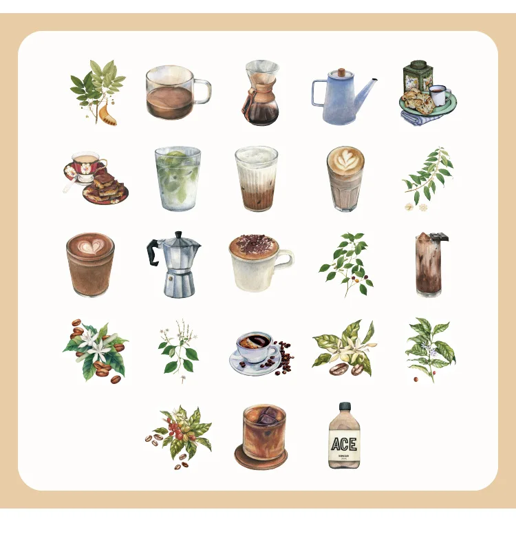 45pcs/pack Vintage Rooftop Coffee Shop Stickers Set Scrapbooking Journal Planner Diy Crafts Scrapbooking Diary Stickers