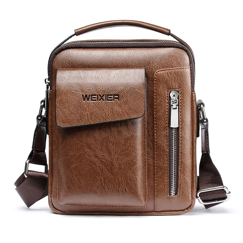 Casual Men\'s Shoulder Bag Vintage Crossbody Bags Male Bag PU Handbag Capacity Men Messenger Bags Top handle Tote Bag