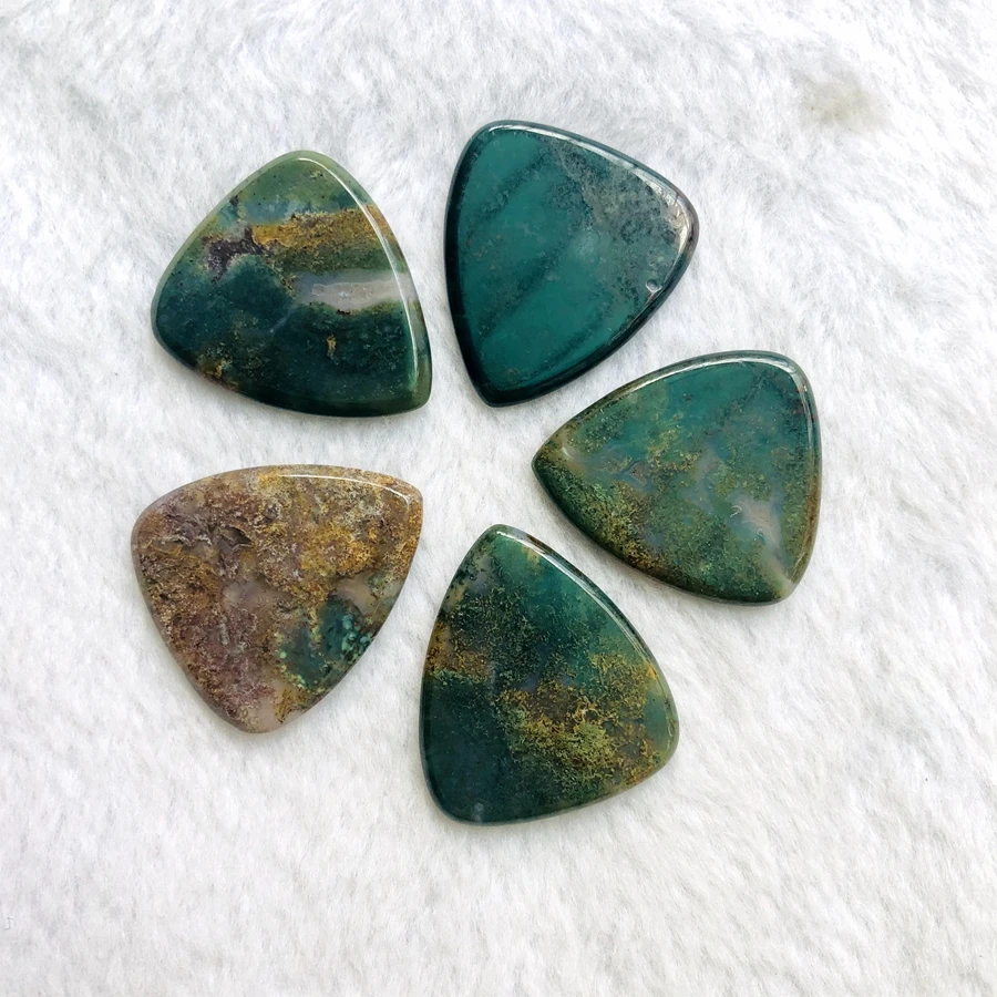 Wholesale 3pcs/pack Indian Agate Moss Agate bead Guritar pick,Natural Gemstone Crystal Guitar pick,Finger Pick,27x31x2.8mm