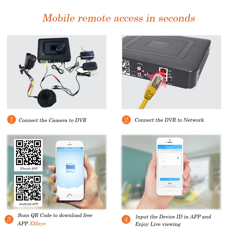 simicam Video cctv Surveillance camera security system kit 2pcs AHD 2MP 1080P 4ch 5 in 1 video recorder dvr night vision P2P set