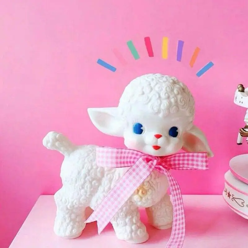 Retro klassische Gummi Schaf Puppe süße Mädchen Schatz Stimme Tier Geschenk Modell Lamm statische Schreibtisch Zimmer Wohnaccessoires Ornamente – Detail 10