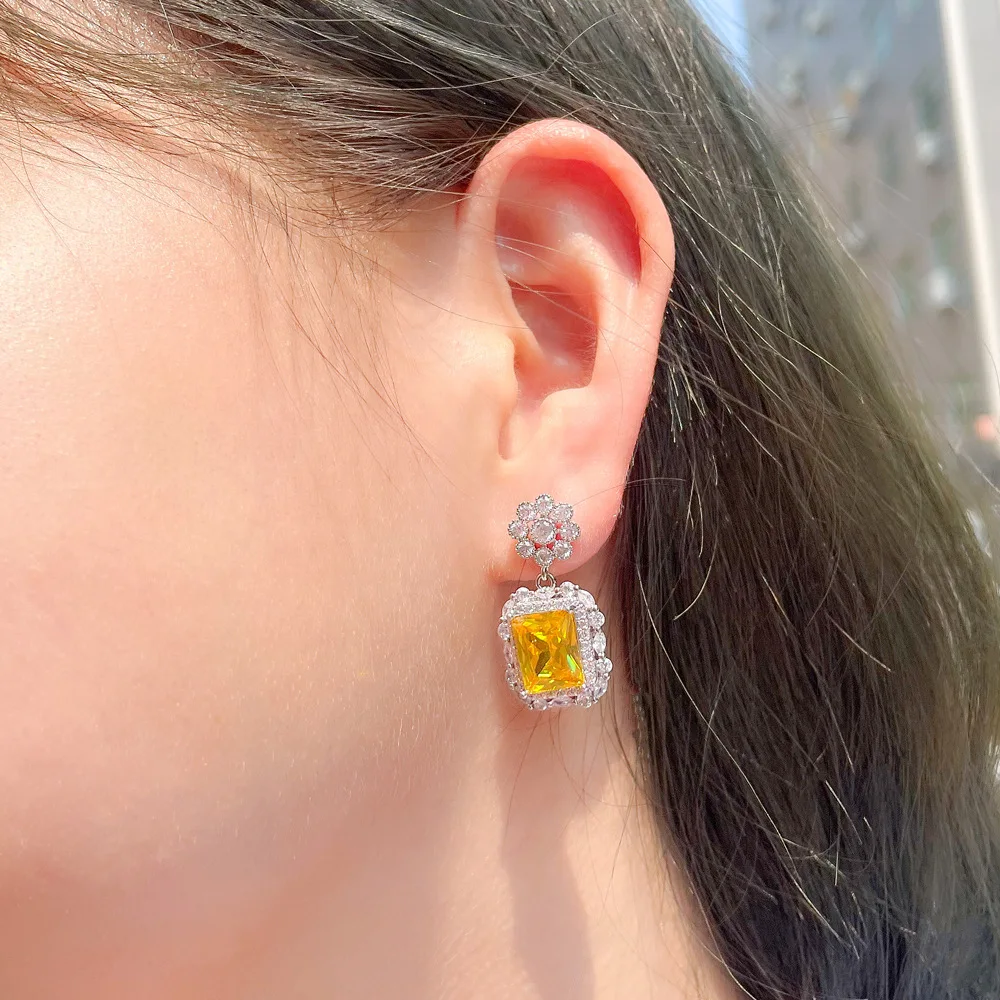 Imagen 3: CWWZircons-pendientes de circonita cúbica rosa para mujer, aretes de fiesta, joyería de compromiso chapada en plata, CZ 975