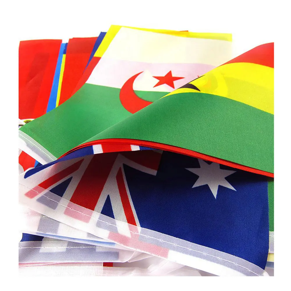 zwjflagshow world bunting flag 14*21cm 20*30cm 100 200PCS Football Soccer National Flag Country World Banner Bunting String Flag