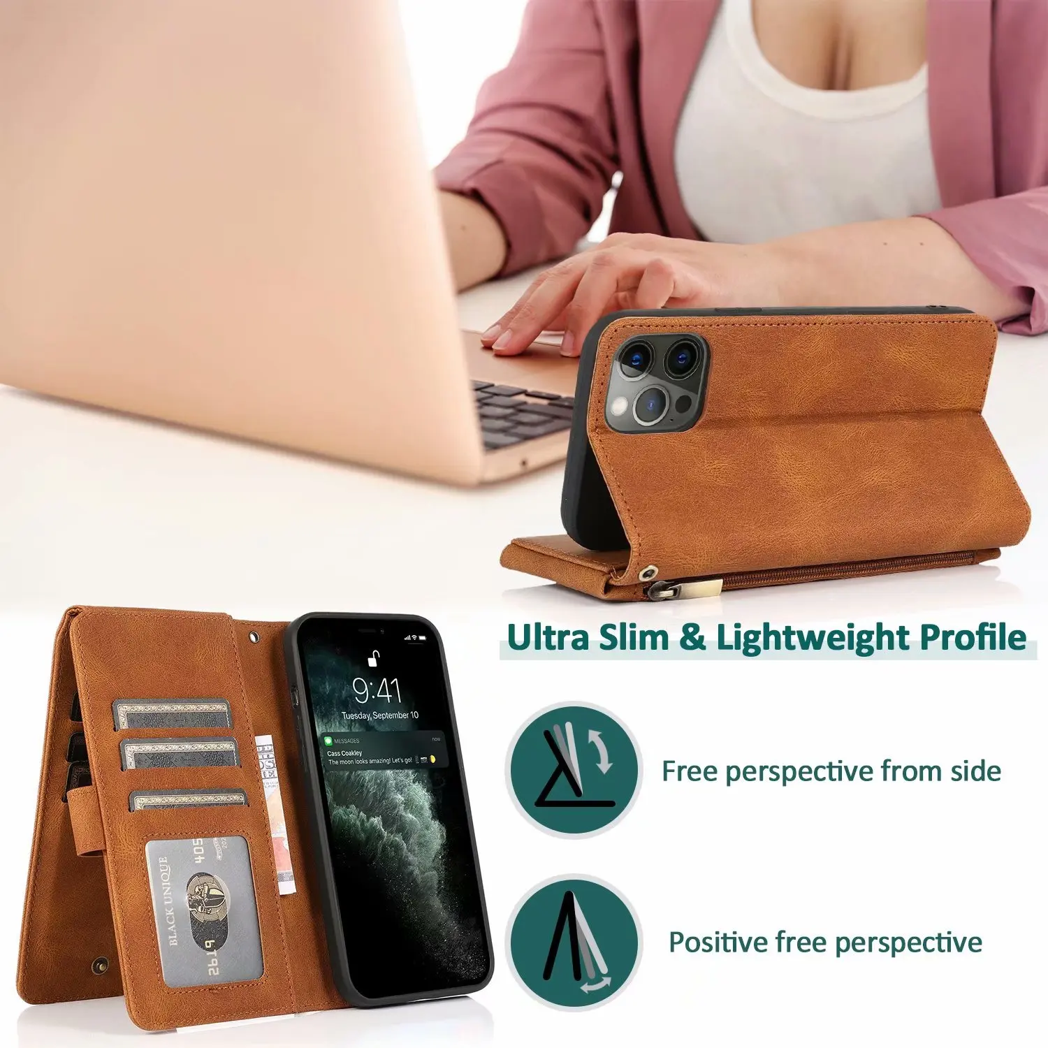 For Xiaomi Mi 11/Mi 11i/Mi 11 Lite/Mi 11 Ultra/Mi 11 Pro Ultra Thin Zipper Cover Wallet 8 Card Magnetic Flip Leather Case
