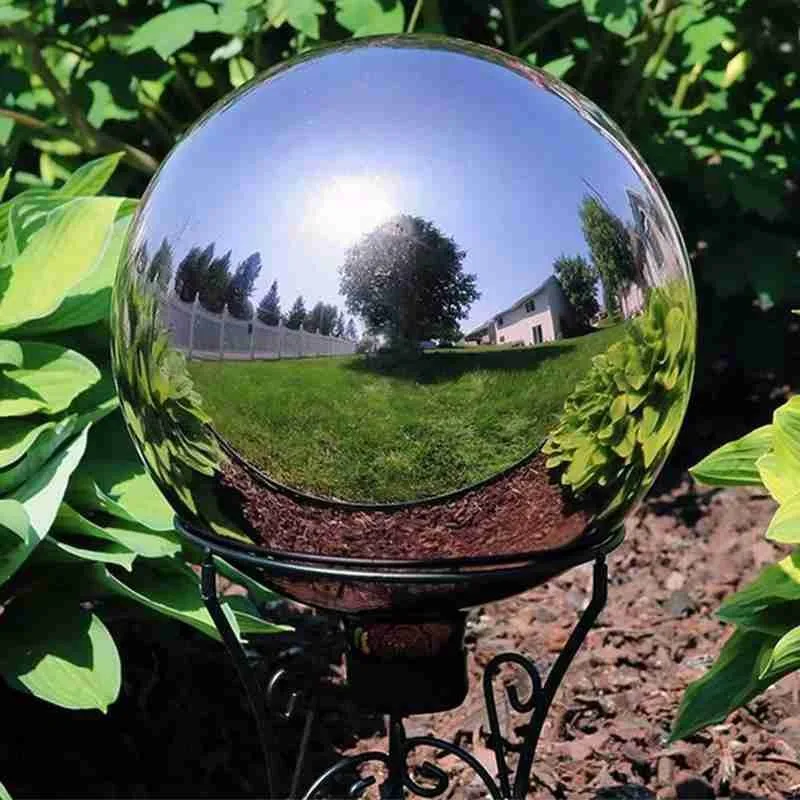 Steel Round Ball Hollow Gazing Ball Christmas Ball Decoration Mirror Polished Shiny Gold Sphere For Garden Supplier