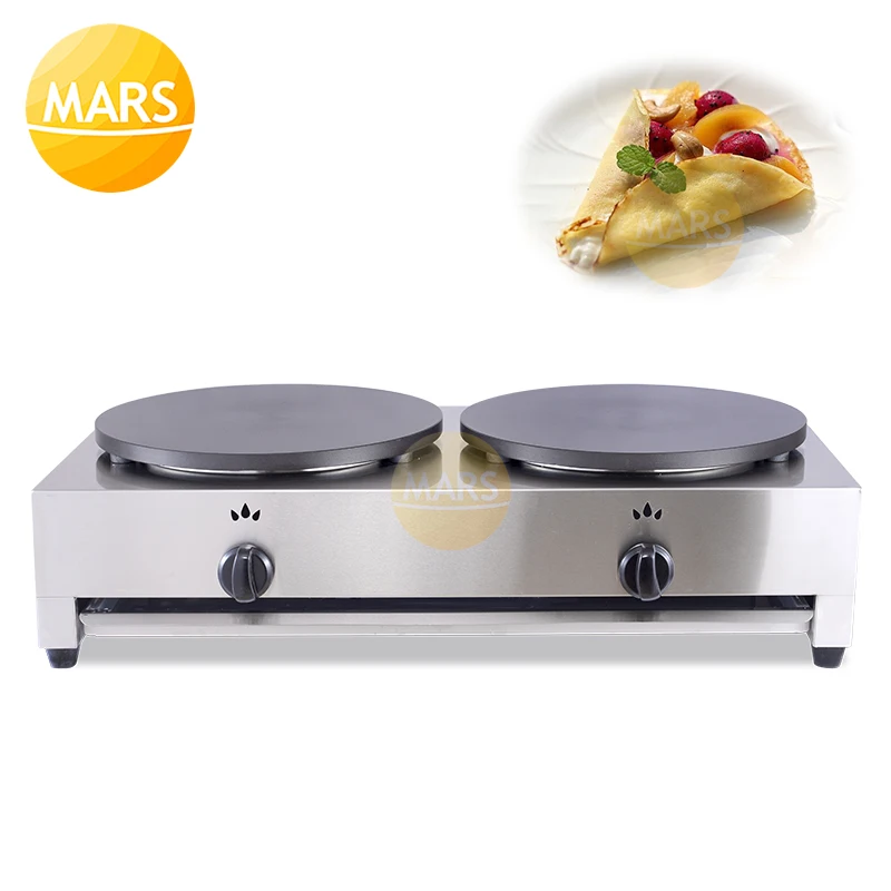 Double Plates Crepe Maker Commercial Gas Pancake Machine Gas Crepe Making Machine Pizza Maker Commercial Appliance Pancake Baker