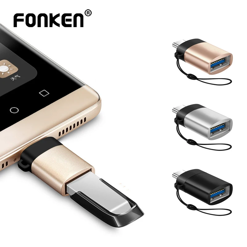 FONKEN USB C OTG Adapter For Macbook Tablet Type C TO USB3.0 Conventer Cable Mobile Phone OTG Gampad Mouse Printer OTG Connector