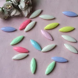 30Pcs/Lot 10x30mm Colorful Transverse Hole Long Leaves Acrylic Beads For Jewelry Making DIY Bracelet Necklace Accessories