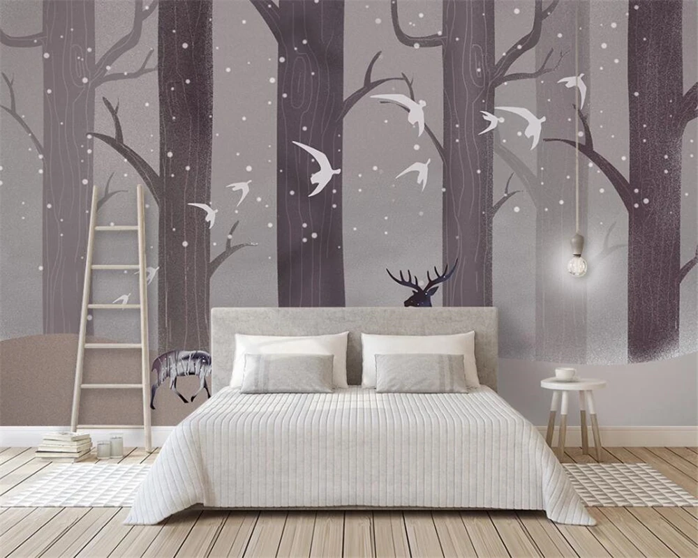 custom Abstract cartoon forest elk Photo mural Wallpaper Living Room  Background Wall 3d wallpape