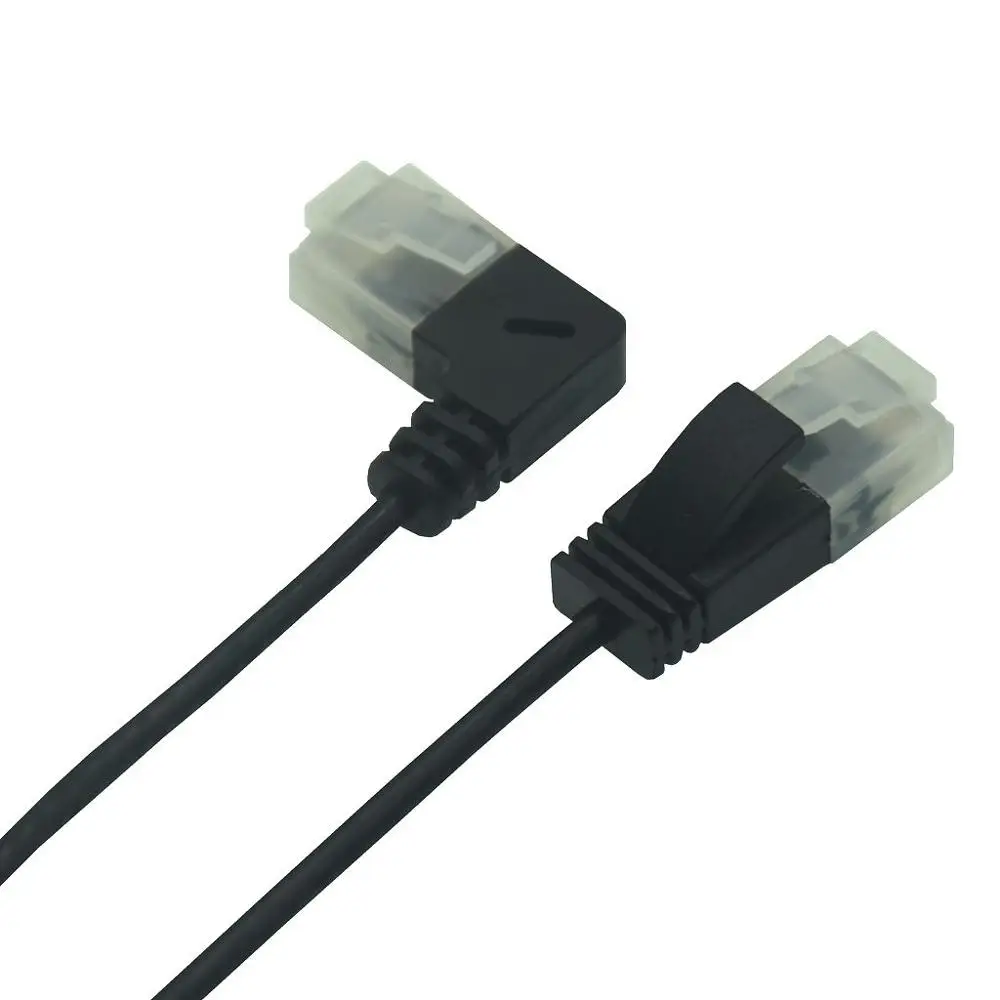 Superfine Ultra cienki kabel Ethernet Cat6 RJ45 prawy lewy w górę w dół 90 stopni kąt UTP przewód sieciowy Cat6a Lan krótki kabel