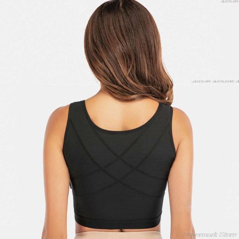 Women Front Closure Bra Post-Surgery Shaper Underwear Compression Posture Corrector Crop Top with Breast Support Band 21