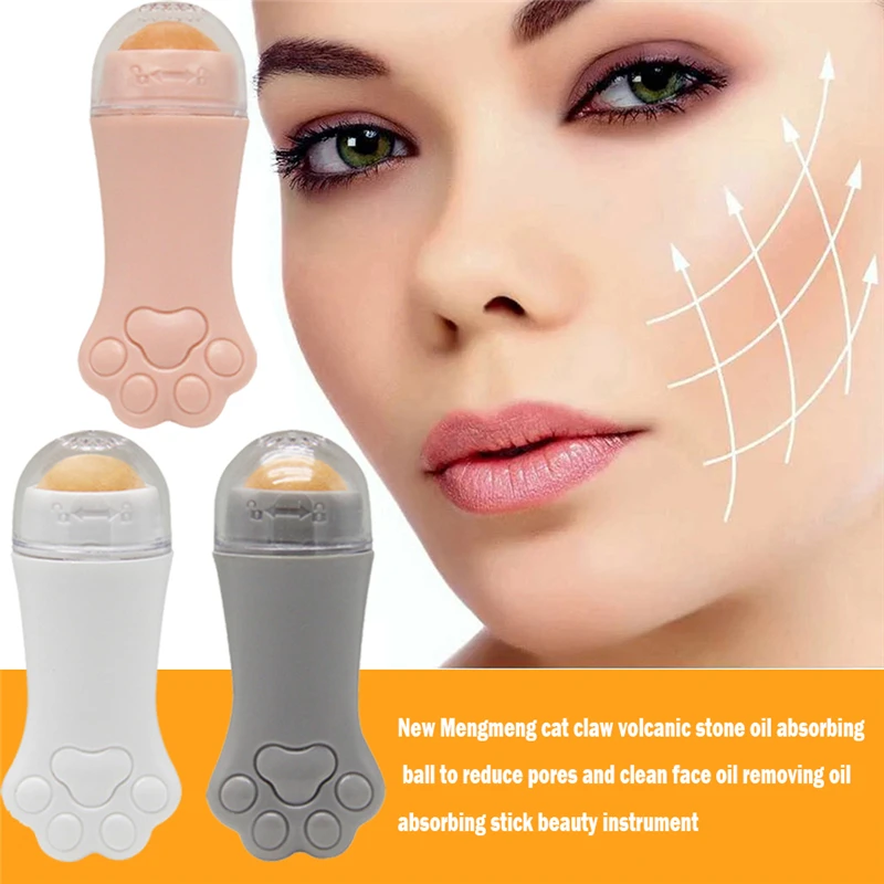 Cute Cat Claw Volcanic Stone Oil-Absorbing Rolling Stone Cleans Facial Oil Sweat Keep Face Clean Makeup Remover Cosmetic Tools