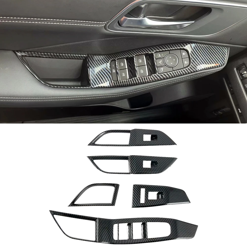 

Carbon Fiber Door Window Lift Switch Cover Trim For Nissan Rogue X-Trail Xtrail T33 2021 2022 Protection Decorative Sticker