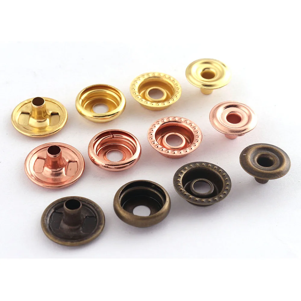 10set Snap Buttons Poppers Snap Fasteners Bronze/Rose Gold/Gold Snap Fasteners Metal Rivet Buttons Press Sewing Leather Craft