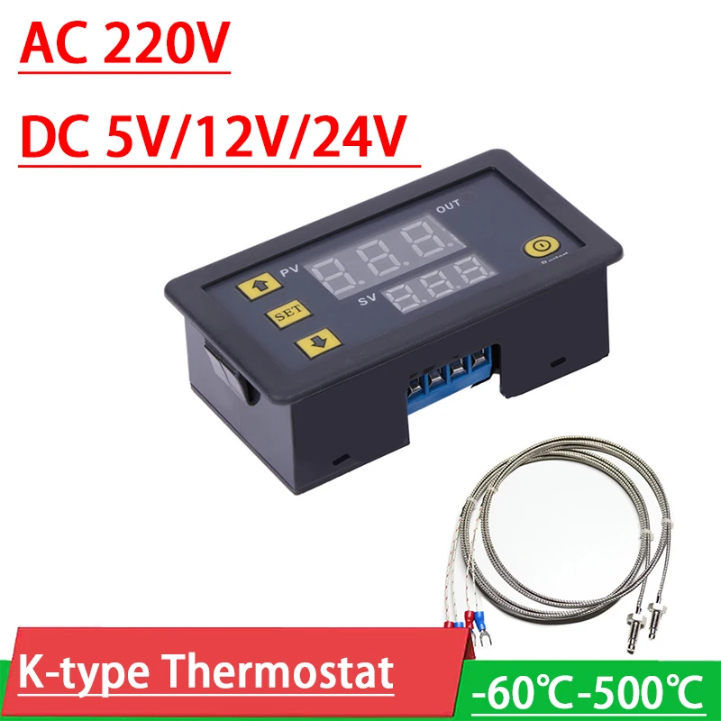 DYKB -60 TO +500C LED Digital Temperature Controller switch K Type Thermocouple Thermometer Thermostat AC 220V/DC 5V/12V/24V