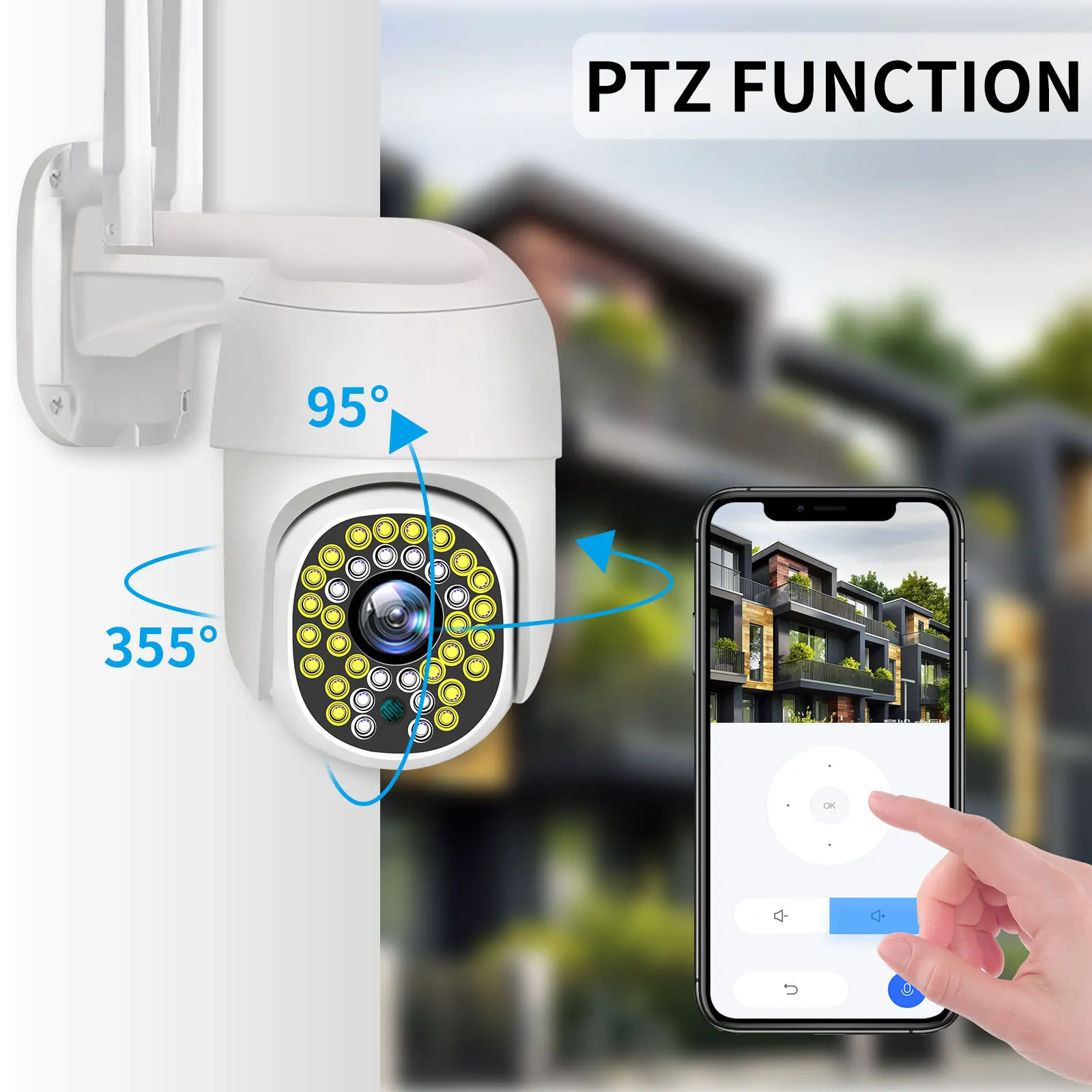 AZISHN 5MP PTZ Wifi IP Camera Outdoor 4X Digital Zoom AI Human Detect Wireless Camera H.265 P2P Audio 2MP Security CCTV Camera