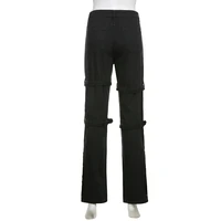 E-girl Gothic Black Cargo Pants Capri Women Low Waist Jeans Long Trousers Y2K Grunge Vintage Hip Hop Punk Harajuku Streetwear - Image 5
