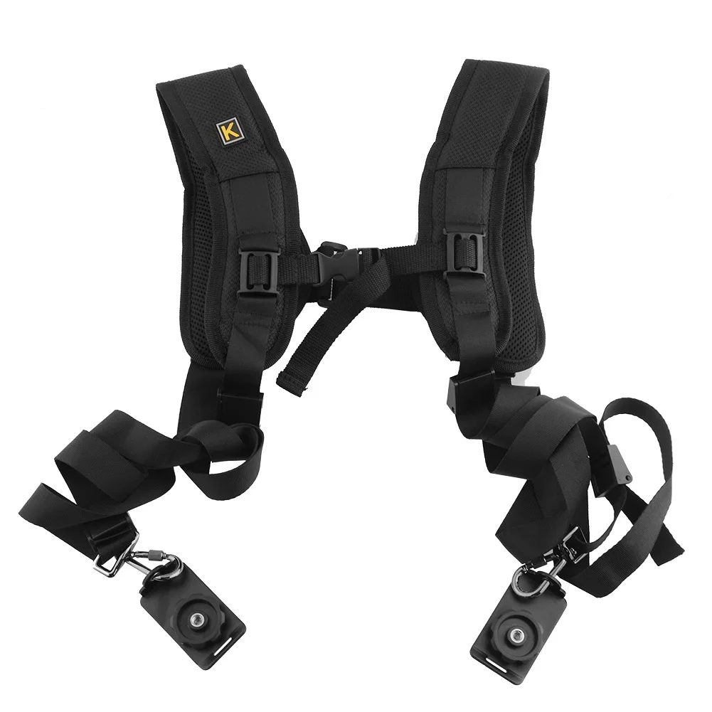 Black Double Dual Camera Shoulder Strap Sling Belt Quick Rapid Sling Belt Adjustment for DSLR Digital Camera Accessories