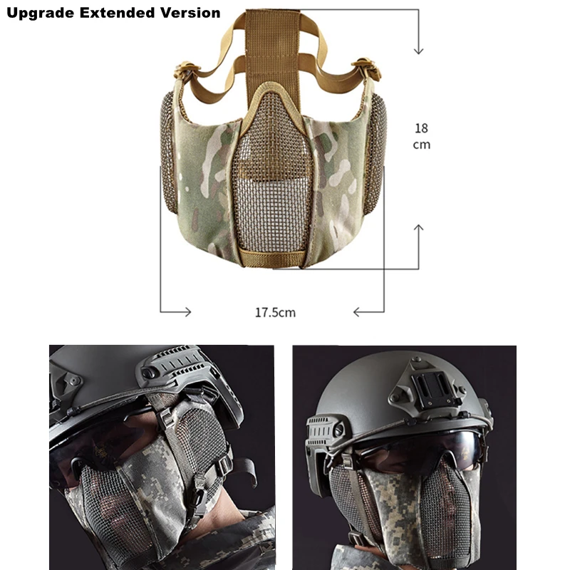 Airsoft-mascarillas plegables de media cara, máscara protectora para la oreja, red de acero de bajo carbono, caza, juegos de guerra, tiro, Paintball CS