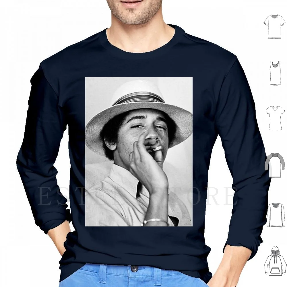 Barack Obama Fumar Sudaderas con capucha Manga larga Barack Obama Barack Obama Presidente Obama Fumar Fumar Hierbas Fumar