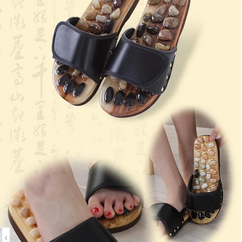 Acupressure Natural Stone Massage Slippers for Therapeutic Reflexology Sandals Foot, Acupoint Massage Shiatsu Arch Pain