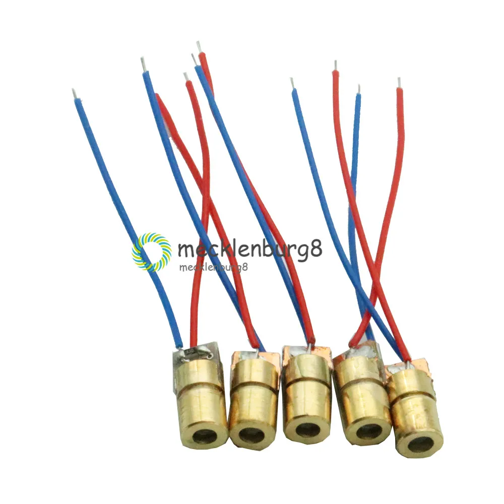 5PCS NEW 5V 650nm 5mW Adjustable Laser Dot Diode Module Red Sight Copper Head Mini Laser Pointer