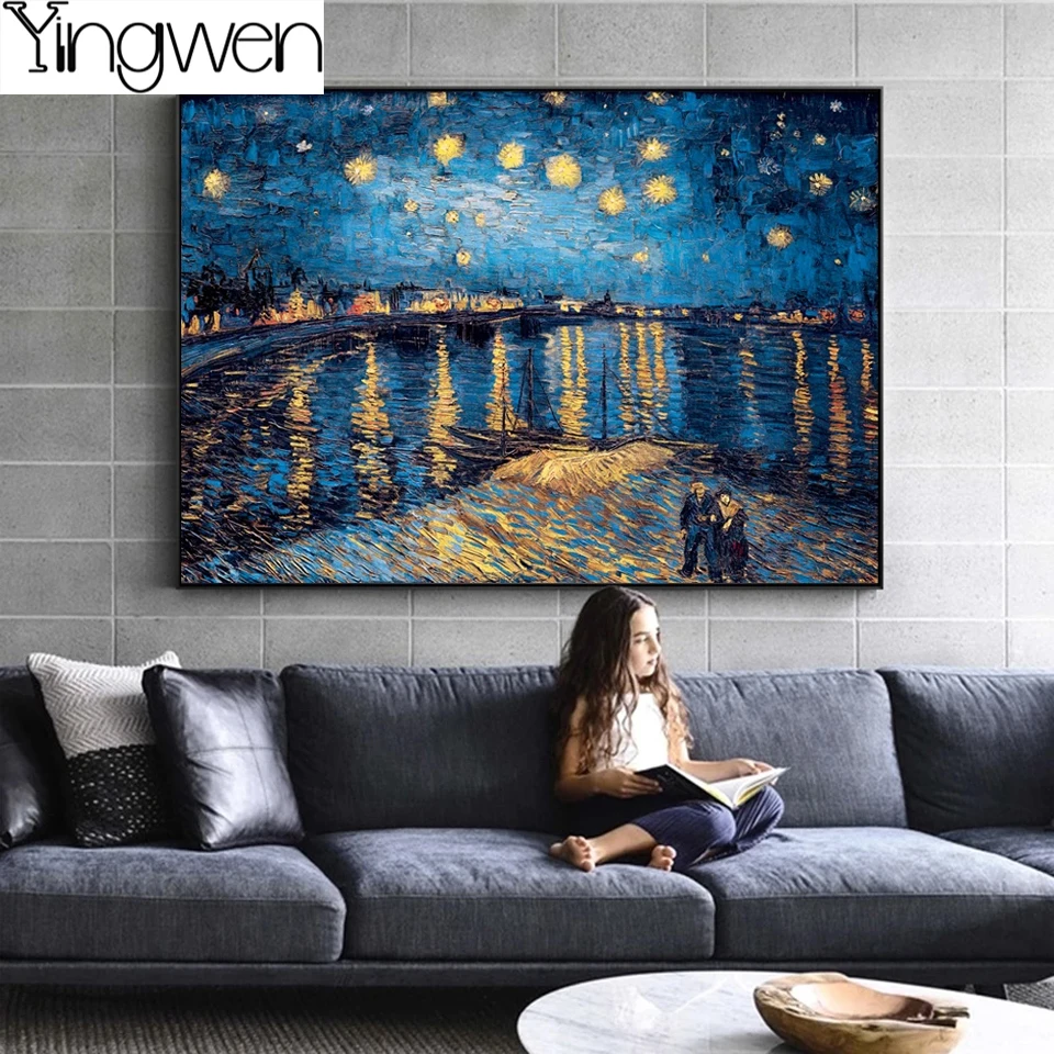 Van Gogh 5d Diamond Painting Kit Starry Night Full Diamond Embroidery Mosaic Cross Stitch Kanagawa Waves Ukiyo-e Famous Painting