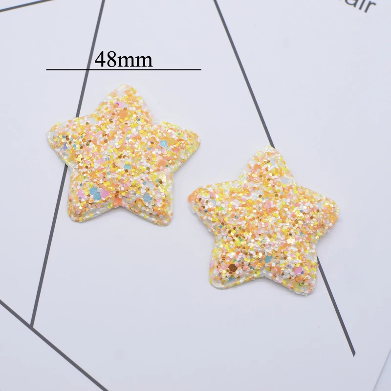 12Pcs 48mm Padded Fluorescence Fabric Star Applique for Clothes Hat Sewing Supplies DIY Headwear Hair Clips Band Accessories N25