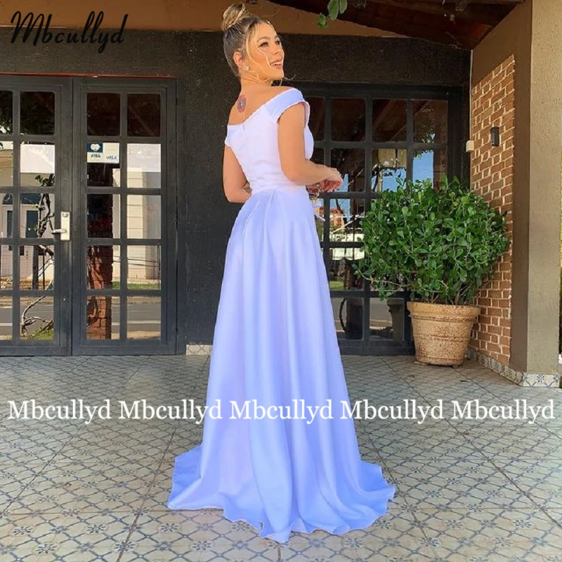 Evening Dresses  Long Dress Off the Shoulder Short Sleeve Split Sweep Train Romantic Prom Gown Formal Party Women Wear